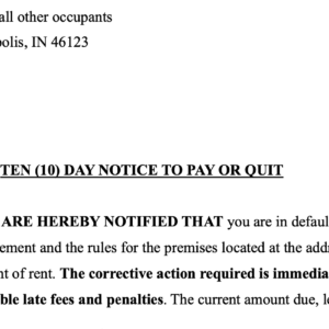 10 Day Notice - Eviction