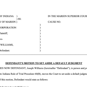 Motion to Set Aside Default Judgement